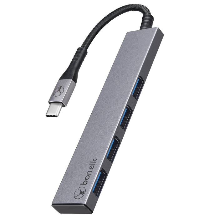 Bonelk Long-Life USB-C to 4 Port USB 3.0 Slim Hub Tekitin Technology
