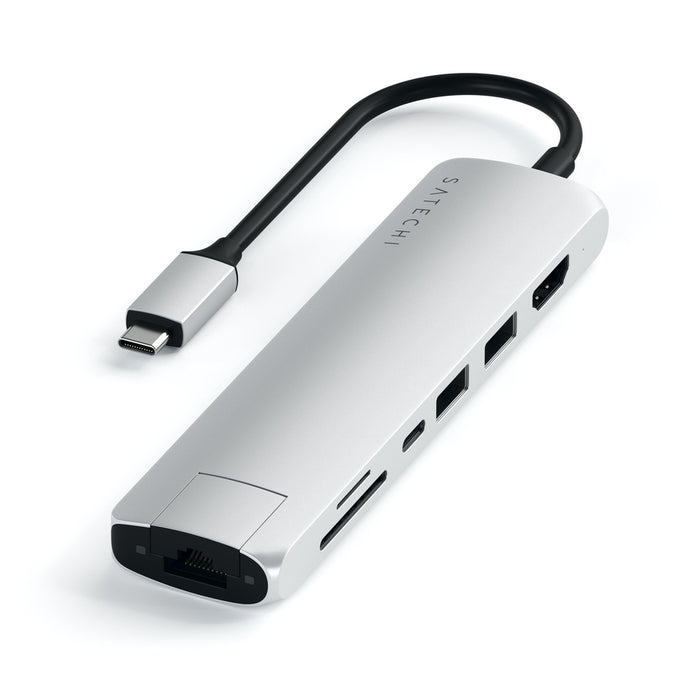 Satechi USB-C Slim Multiport with Ethernet Adapter - Silver