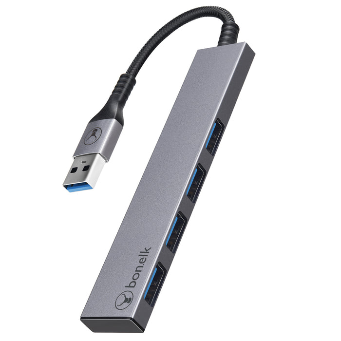 Bonelk Long-Life USB-A to 4 Port USB 3.0 Slim Hub